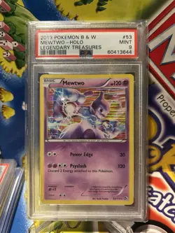 2013 POKEMON BLACK & WHITE LEGENDARY TREASURES MEWTWO-HOLO #53 PSA 9 - Image 1