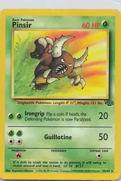 Pokemon TCG - Pinsir - 25/64 - Rare Unlimited - Jungle Unlimited [Heavy Play] - Image 1
