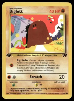 Diglett 52/82 Common Team Rocket Pokemon 1st Edition LP - Image 1