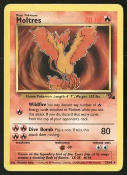 Moltres 27/62 Rare Fossil Pokemon Unlimited MP - Image 1