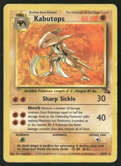 Kabutops 24/62 Rare Fossil Pokemon Unlimited HP - Image 1