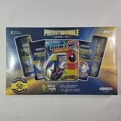 Presstine Pokemon Card Bundle 5 Packs 50+ Cards 5+ Holo or Rare Sealed Box - Image 1