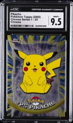 2000 POKEMON TOPPS CHROME SER 1 CHROME #25 PIKACHU CGC 9.5 - Image 1
