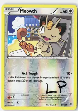 Meowth 61/98 Common Ancient Origins Pokemon Reverse Holo Lightly Played - Image 1
