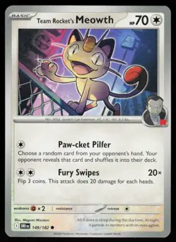 Team Rocket's Meowth 149/182 Common Destined Rivals Pokemon Near Mint - Image 1