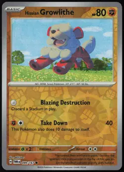 Hisuian Growlithe 099/167 Twilight Masquerade Common Reverse Holo Pokemon NM - Image 1