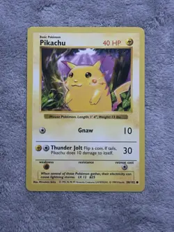 LP Shadowless Red Cheeks Pikachu 058/102 Pokemon Base Set - Image 1