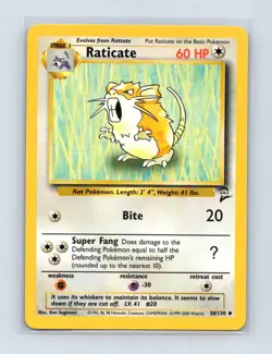 Raticate 58/130 Uncommon Base Set 2 Pokemon Lightly Played - Image 1
