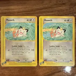 LP+MP/Dirty 2 Card Lot Pokemon Meowth 78/144 Skyridge Common Regular Basic - Image 1