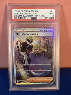 2024 POKEMON TEF EN-TEMPORAL FORCES #211 MORTY'S CONVICTION PSA 9 - Image 1