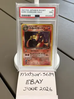 Pokemon Dark Charizard Team Rocket Japanese Holo Rare #006 PSA 9 Mint Japanese - Image 1