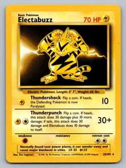Pokemon TCG Base Set Electabuzz 020/102 - Image 1