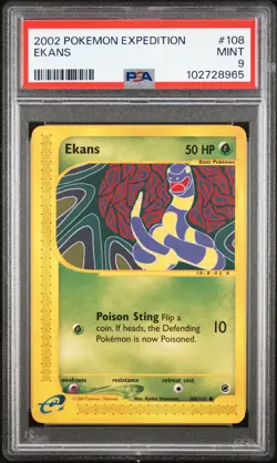 2002 Pokemon e-Series Expedition Base Set 108/165 Ekans PSA 9 - Image 1