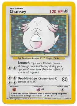 Chansey 3/102 1999 Pokemon Base Set Holo Unlimited - Image 1