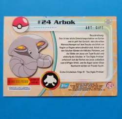 TV Animation 24 Arbok, Non-Holo, Blue Logo, Pokemon Karte Topps Series 1, 1999 - Image 2