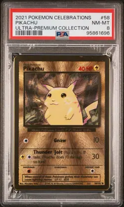 PSA 8 Pikachu 2021 Pokemon 58/102 Englisch Gold Metal Karte Celebrations UPC - Image 1