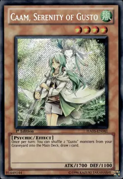 Caam, Serenity Of Gusto - Secret Rare 1st Edition HA05-EN041 - LP - YuGiOh - Image 1