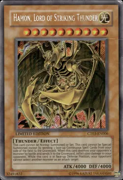 Hamon, Lord Of Striking Thunder - Secret Rare Limited Ed. CT03-EN006 HP YuGiOh - Image 1