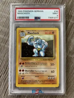 Pokemon Maschock 34/102 Base Set 1999 PSA 9 Mint Deutsch German Machoke - Image 1