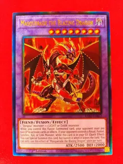 Yugioh Card Masquerade the Blazing Dragon RA02-EN022 ULTIMATE RARE 1st Edition - Image 1