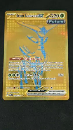 Pokemon TCG Iron Leaves EX Prismatic Evolutions Holo Card 176/131 Gold - Image 1