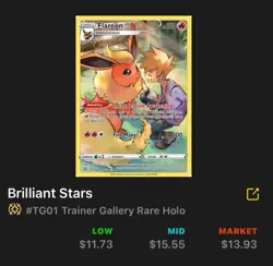 Flareon TG01/TG30 Swsh09: Brilliant Stars Trainer Gallery Pokemon Card TCG - Image 3