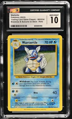CGC 10 Wartortle 002/034 CLB Trading Card Game Classic Holo Pokemon TCG card - Image 1