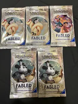 Disney Lorcana TCG: Fabled Set Lot of 5 Booster Packs (12 cards per pack) Sealed - Image 1
