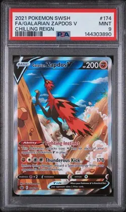 PSA 9 Galarian Zapdos V 174/198 Pokemon TCG Chilling Reign - Image 1