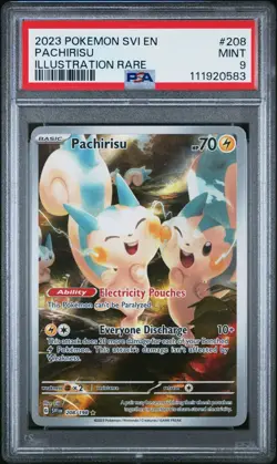 2023 POKEMON SVI EN-SCARLET & VIOLET 208 PACHIRISU ILLUSTRATION RARE PSA 9 Mint - Image 1
