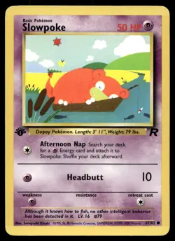 2000 Pokemon Team Rocket - Slowpoke - 1st Edition - 67/82 - Image 1