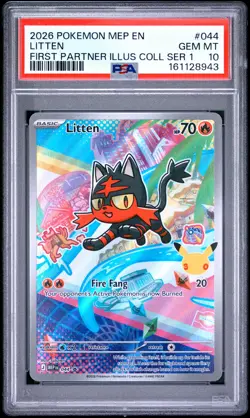 2026 POKEMON MEP EN-ME BLACK STAR PROMO #044 LITTEN PSA 10 - Image 1