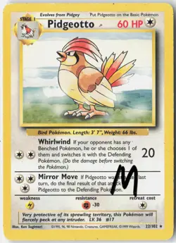 Pidgeotto 22/102 Rare Base Set Unlimited Pokemon Moderately Played - Image 1