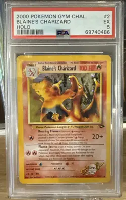 2000 Pokemon Gym Challenge Blaine's Charizard Holo #2 PSA 5 - Image 1