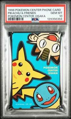 1998 POKEMON CENTER PHONE CARD OSAKA SQUIRTLE MEOWTH PIKACHU PSA GEM MINT 10 - Image 1