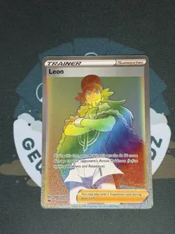 Pokemon TCG Card Leon 195/185 Vivid Voltage Rainbow Secret Rare Full Art - NM - Image 1
