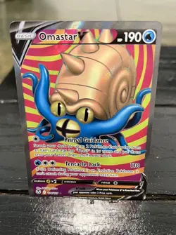 Omastar V 174/195 Silver Tempest Full Art Ultra Rare Holo Pokemon TCG Card NM - Image 1