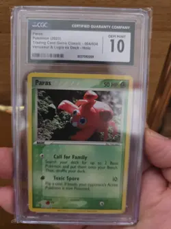 CGC 10 Gem Mjnt Paras 004/034 Trading Card Game Classic Holo Pokemon TCG - Image 1
