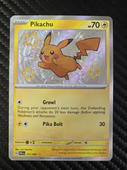 Pokemon SV Paldean Fates Pikachu 131/091 Baby Shiny Rare NM Pack Fresh Pull! - Image 1