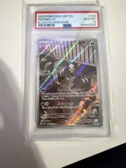 2023 POKEMON OBF EN-OBSIDIAN FLAMES ILLUSTRATION RARE #204 HOUNDOUR PSA 10 - Image 1