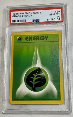 Pokemon 1999 Base Set Grass Energy 99/102 PSA 10 Common Regular Wizards - Image 1