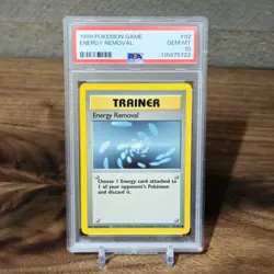1999 POKEMON GAME BASE SET 92 ENERGY REMOVAL PSA 10 GEM MINT - Image 1