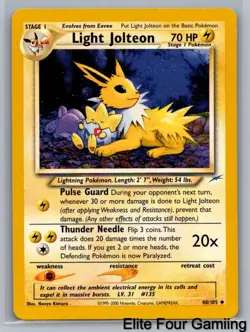 Light Jolteon 48/105 Uncommon Neo Destiny Pokemon Unlimited Near Mint - Image 1
