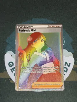 Pokemon TCG Furisode Girl 205/195 Trainer Secret Rare Silver Tempest Holo - Image 1