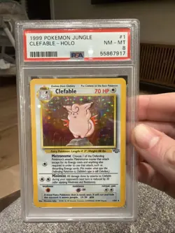 Pokemon TCG Clefable Holo Rare Jungle 1999 1/64 PSA 8 NM-MT - Image 1