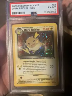 2000 Pokemon Rocket Dark Raichu Holo Psa 6 Swirl - Image 1