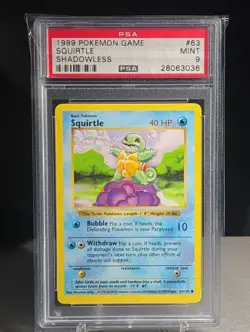 1999 Pokemon Base Set Shadowless Squirtle #63 PSA 9 Mint WOTC Vintage Rare TCG - Image 1