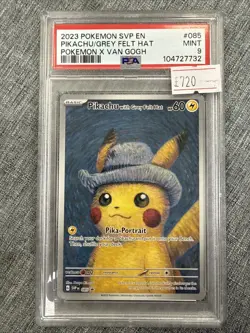 Pokemon TCG Van Gogh Pikachu With Grey Felt Hat PSA 9 - Image 1