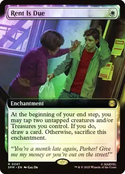 NM Extended Art Foil Rent is Due, MTG, Marvel's Spider-Man, Magic, 247 - Image 1