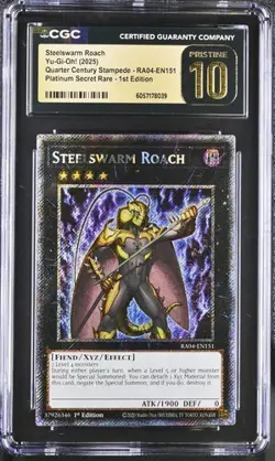 Steelswarm Roach *CGC PRISTINE 10* RA04-EN151 *POP 1* Platinum Secret Rare - Image 1
